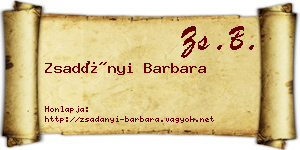 Zsadányi Barbara névjegykártya